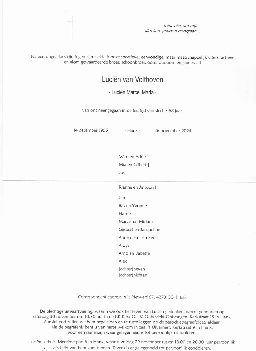 Rouwkaart binnenkant